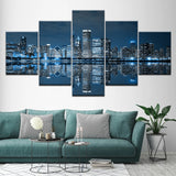 5 pcs Canvas Downtown at Night Chicago