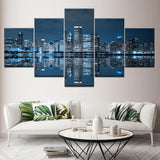 5 pcs Canvas Downtown at Night Chicago