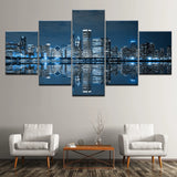 5 pcs Canvas Downtown at Night Chicago
