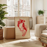 Unframed Vintage Red Koi Fish
