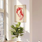 Unframed Vintage Red Koi Fish