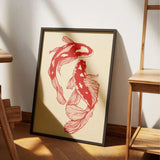 Unframed Vintage Red Koi Fish