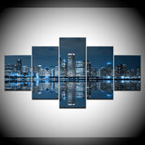 5 pcs Canvas Downtown at Night Chicago