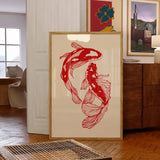 Unframed Vintage Red Koi Fish