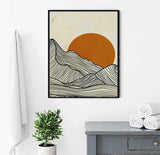 Minimalist Sun Mountain Landscape