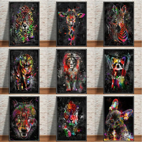 Abstract Watercolour Graffiti Animals