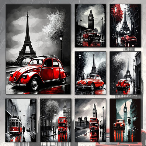 Retro Black and White Paris London