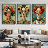 3pcs Nordic Woman With Flowers Wall Art