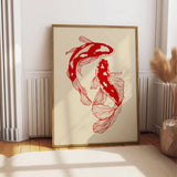 Unframed Vintage Red Koi Fish
