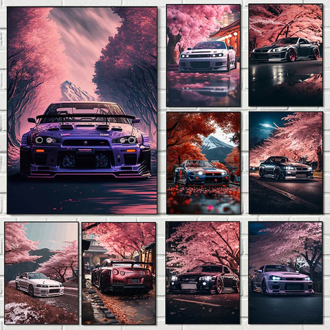 JDM Skyline Nissan Under the Cherry Trees